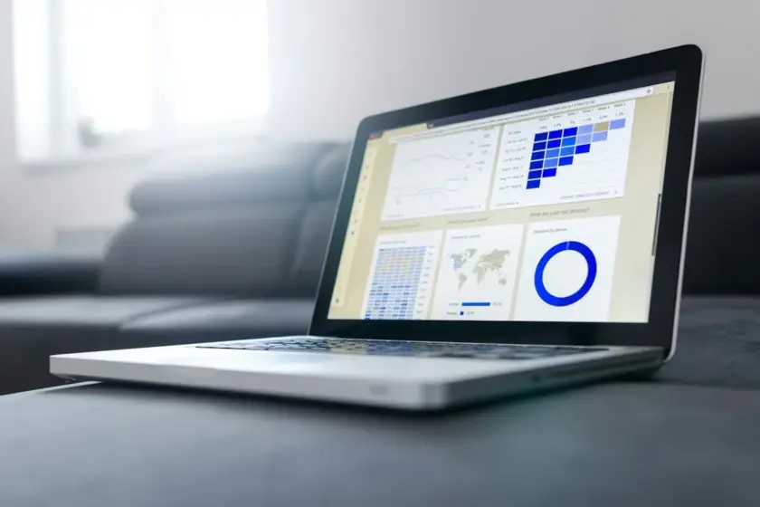 Laptop showing SEO and search analytics dashboards