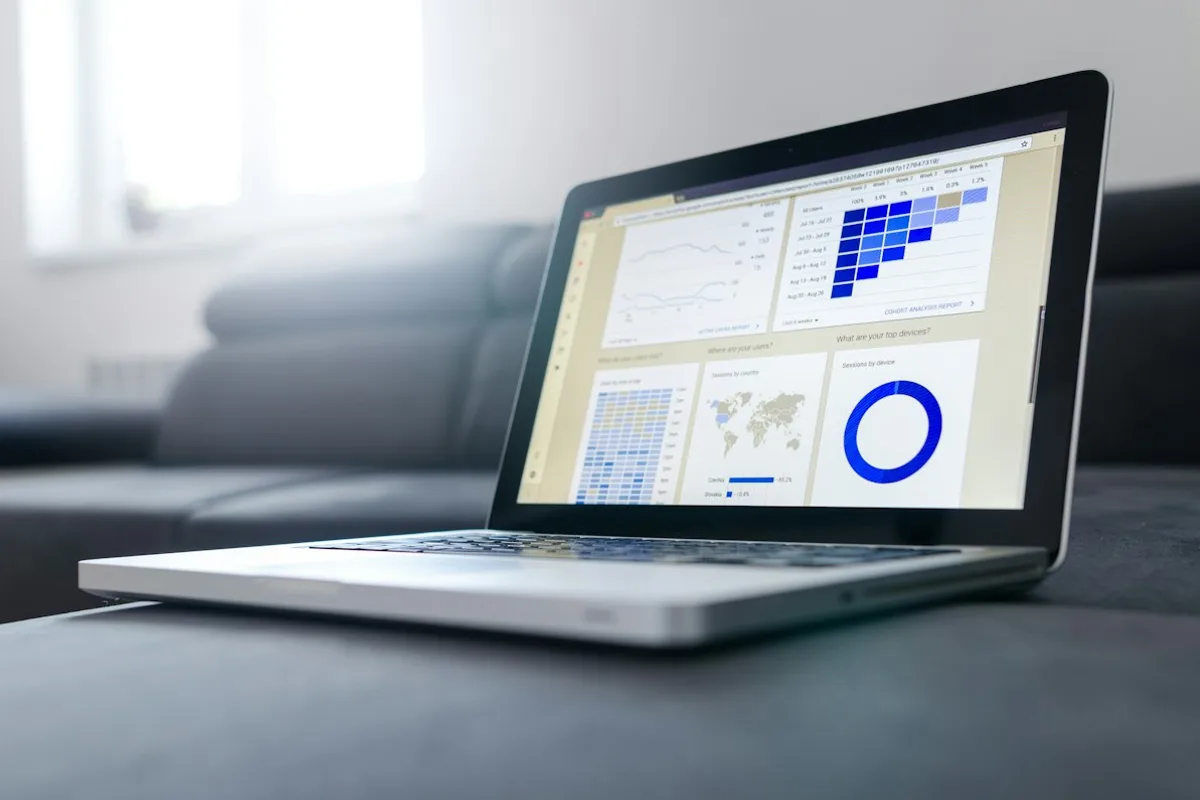 Laptop showing SEO and search analytics dashboards